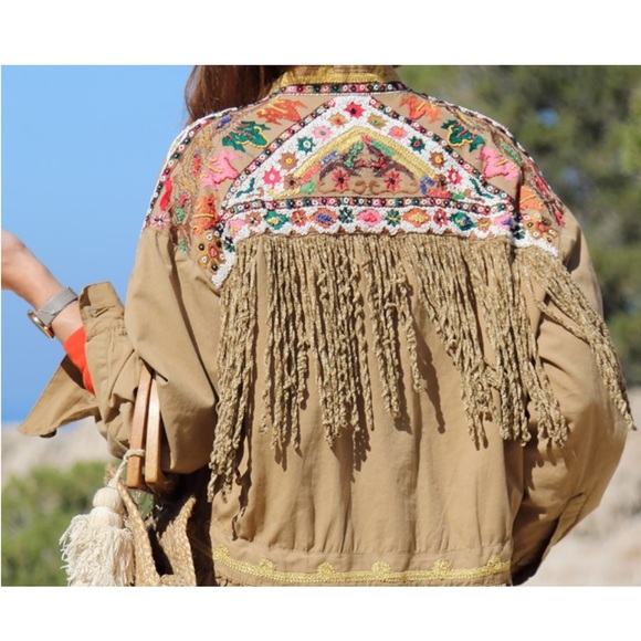 Zara Jackets & Blazers - Zara Boho Tribal Beaded Fringe Shirt /Jacket
